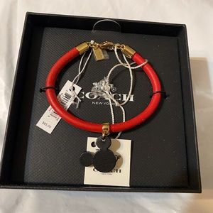 Coach + Disney F86793 Mickey Mouse ears red leather bracelet new with tags